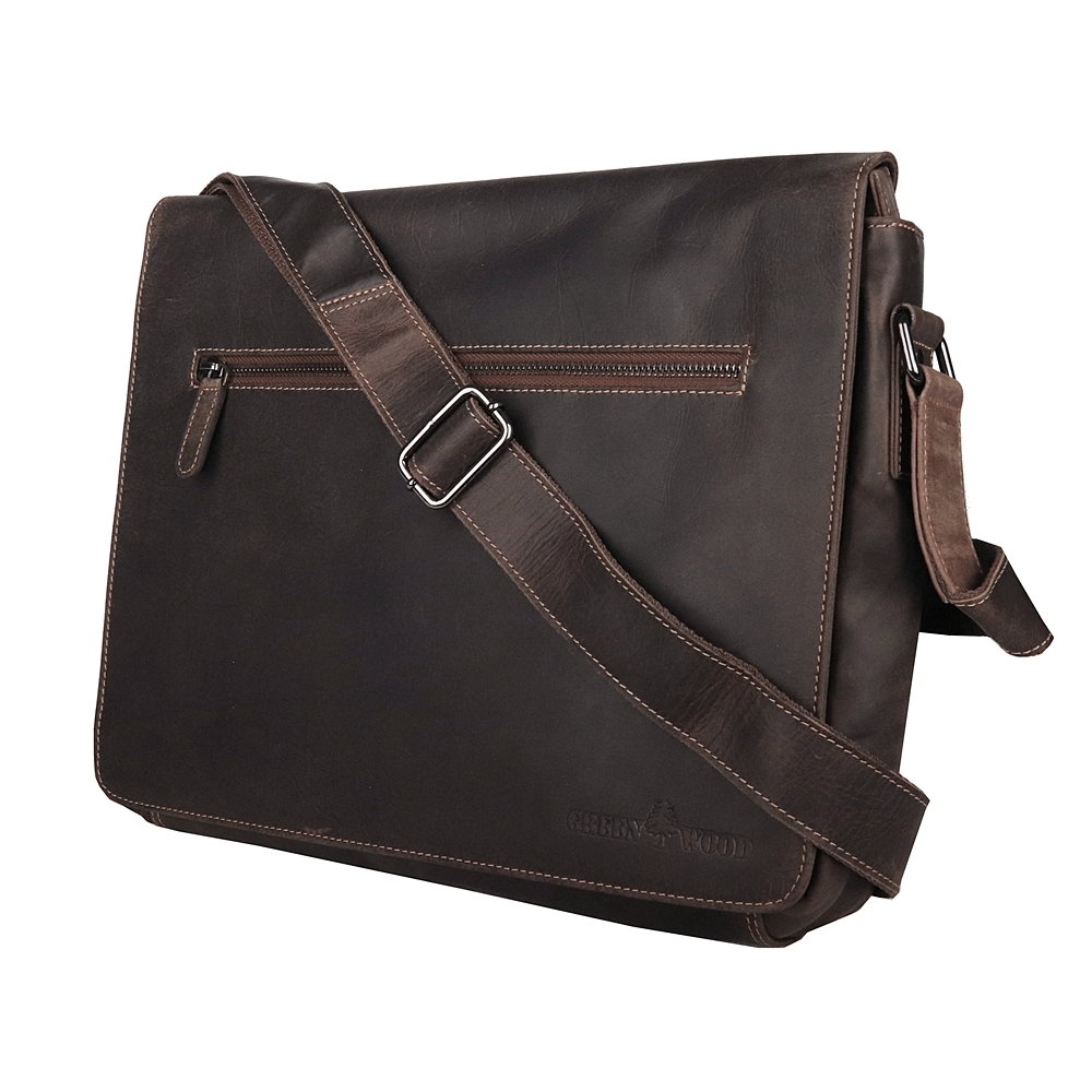 Velká kožená pánská crossbody taška GreenWood no. 588 tmavěhnědá