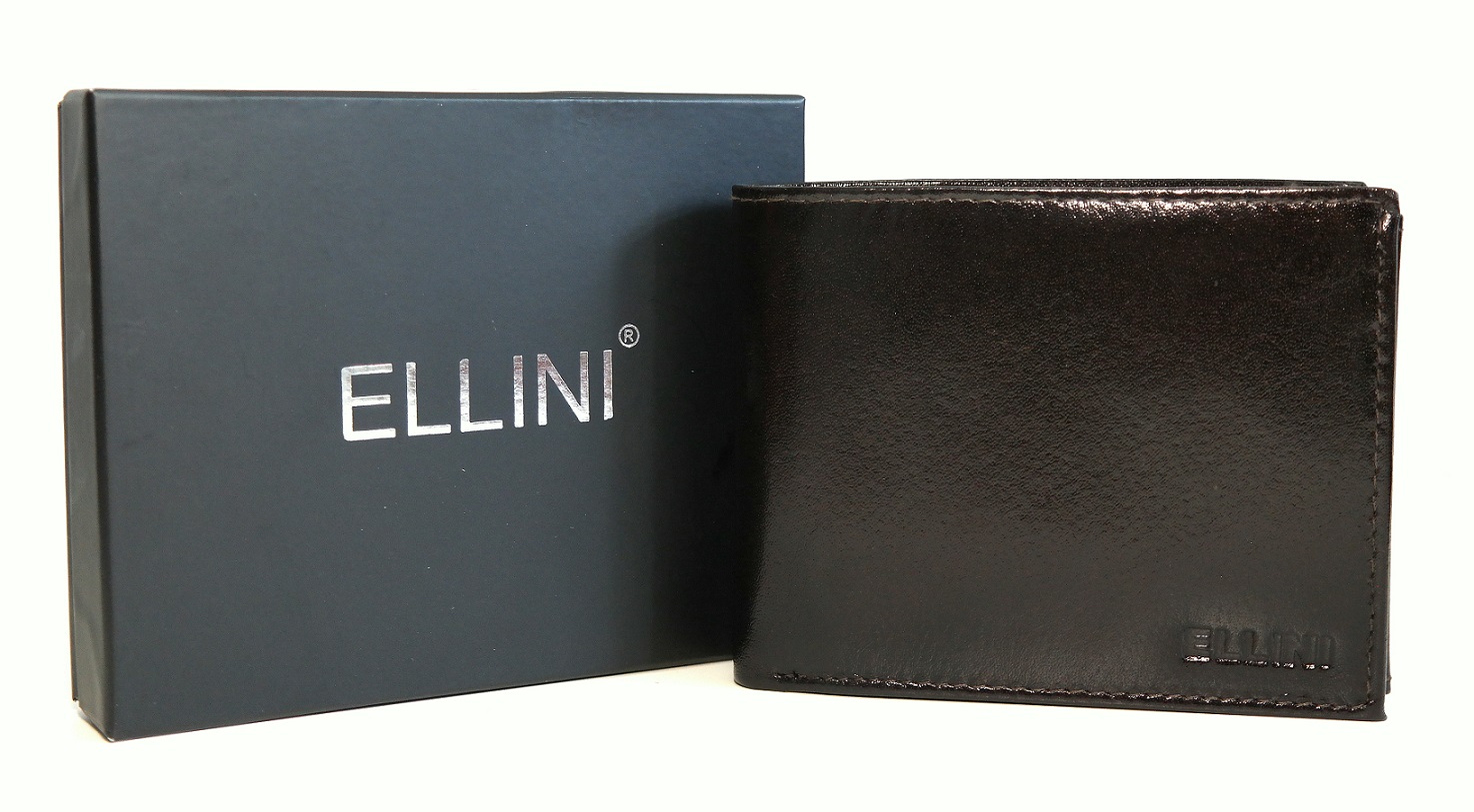 Kožená pánská peněženka ELLINI tmavěhnědá bez uzavírání