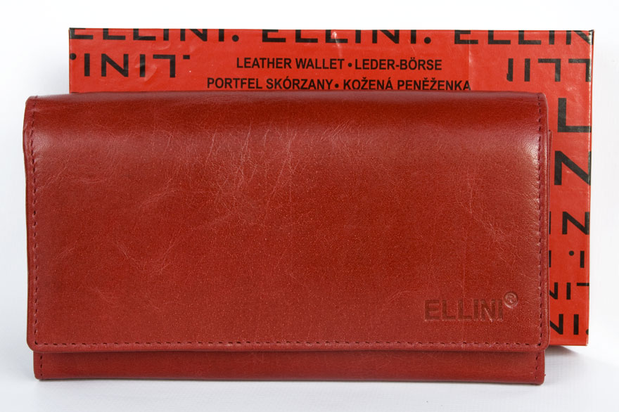 Kožená dámská peněženka ELLINI červená