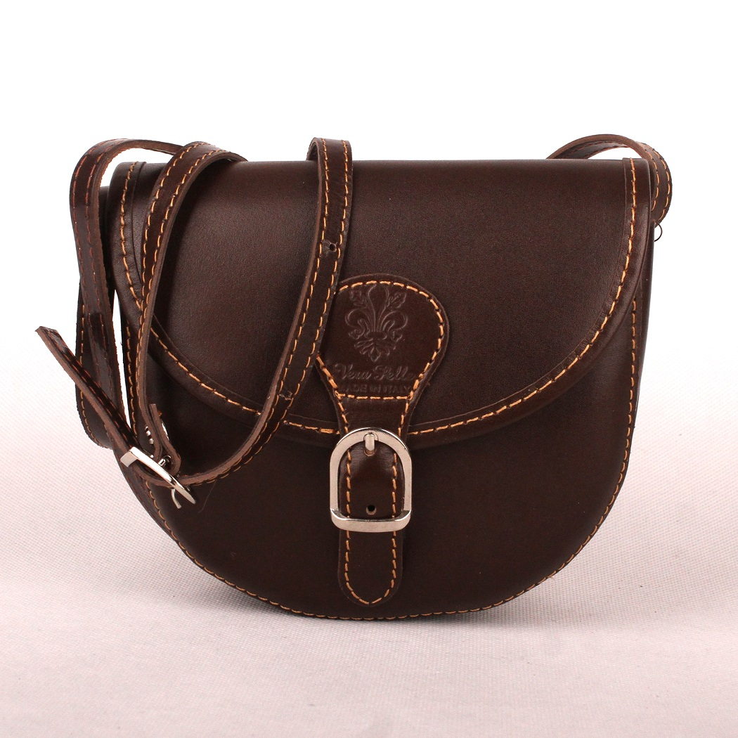 Dámská kožená crossbody kabelka no. 45 tmavěhnědá | KabelkyproVas.cz