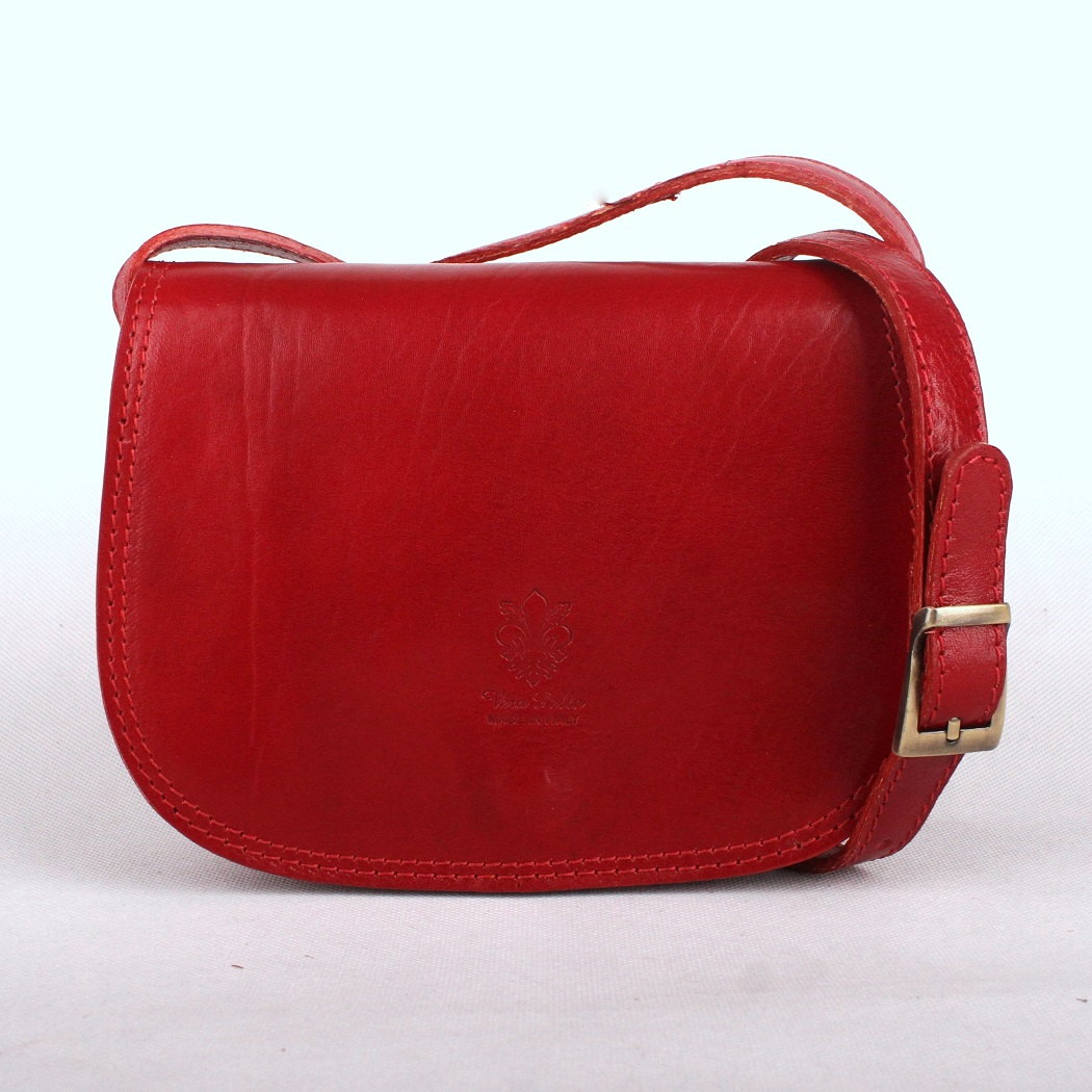 Dámská kožená crossbody kabelka no. 46 tmavěčervená | KabelkyproVas.cz