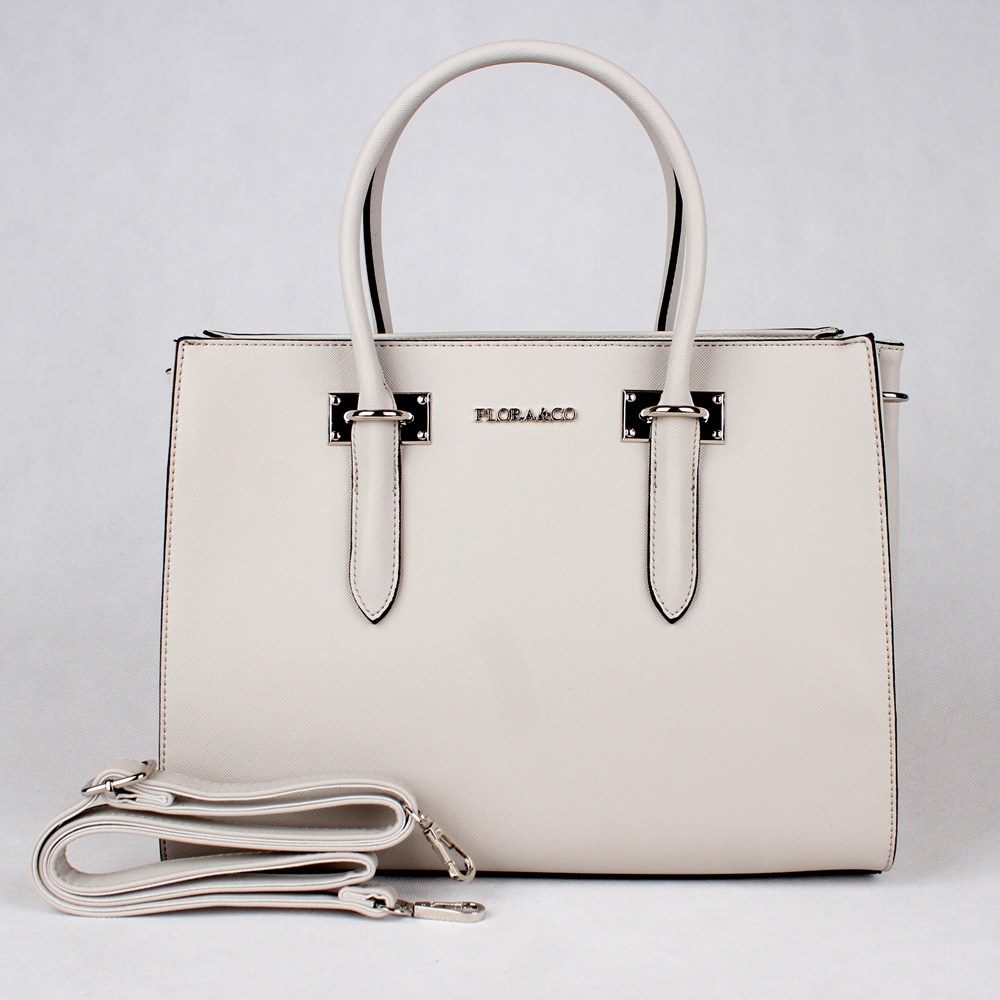 Dámská elegantní kabelka do ruky FLORA&CO F6371 krémově šedá | KabelkyproVas.cz