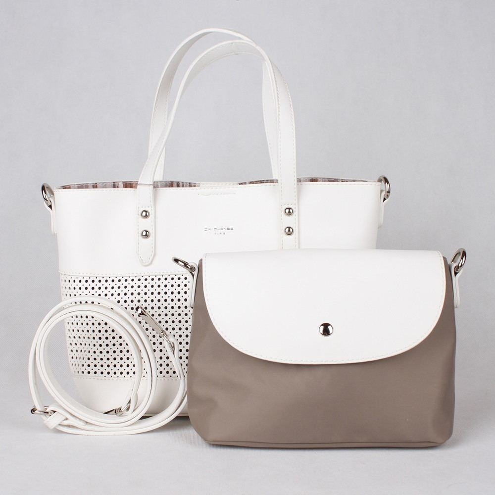 Dámská kabelka + kabelka etue David Jones 5763-3 bílá | KabelkyproVas.cz