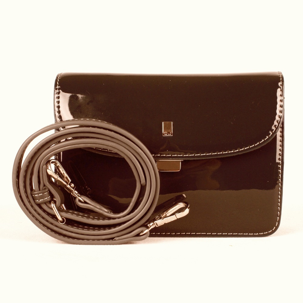 Dámská malá lesklá pětioddílová crossbody kabelka David Jones CM4024 hnědá | KabelkyproVas.cz