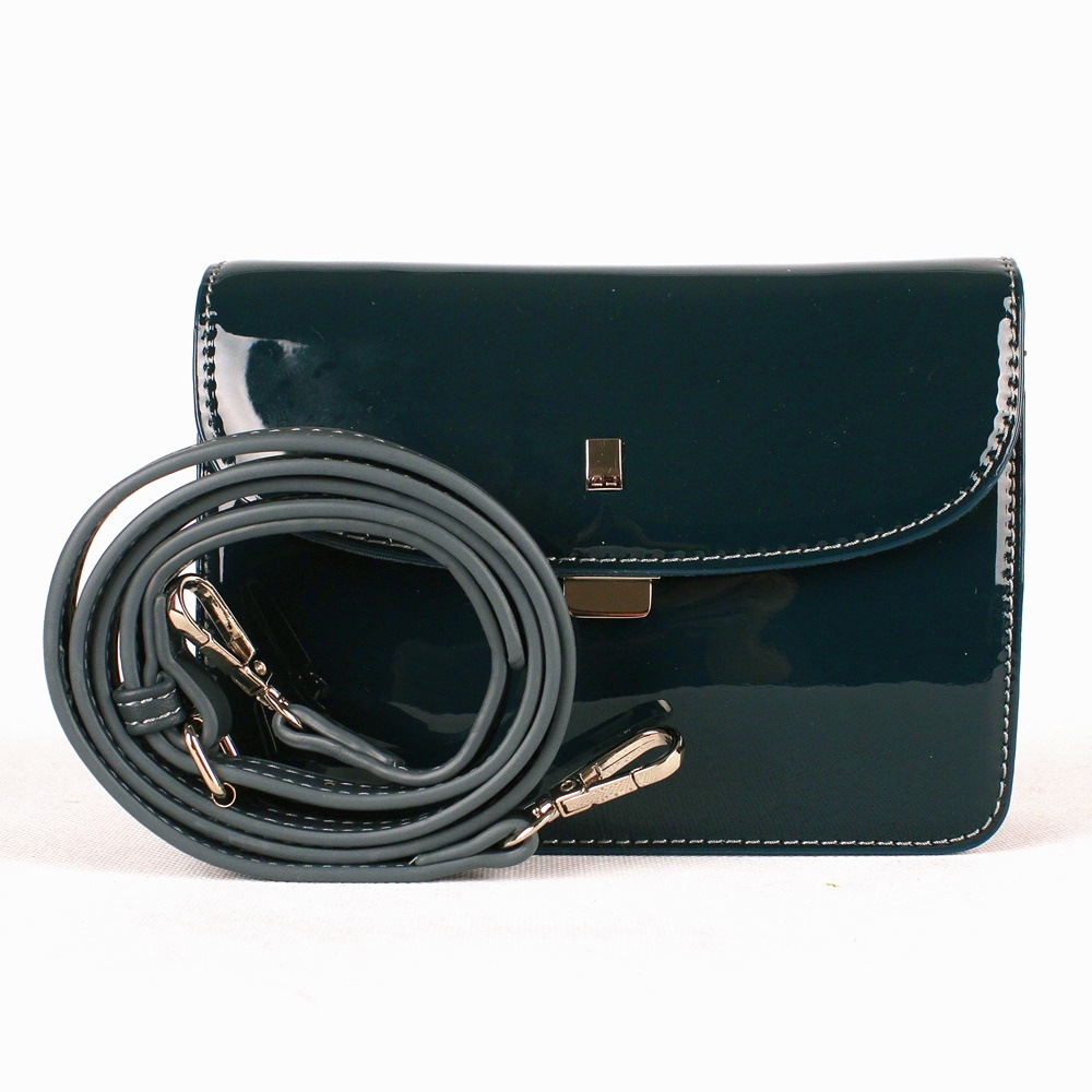 Dámská malá lesklá pětioddílová crossbody kabelka David Jones CM4024 tmavězelená | KabelkyproVas.cz