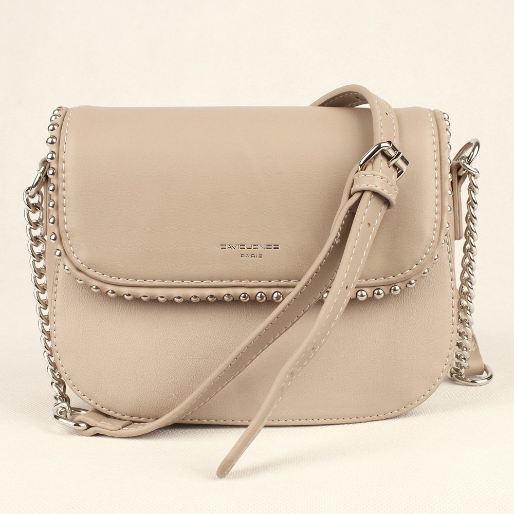 David Jones Paris Crossbody kabelka David Jones 5904-1 velbloudí s aplikacemi v klopě