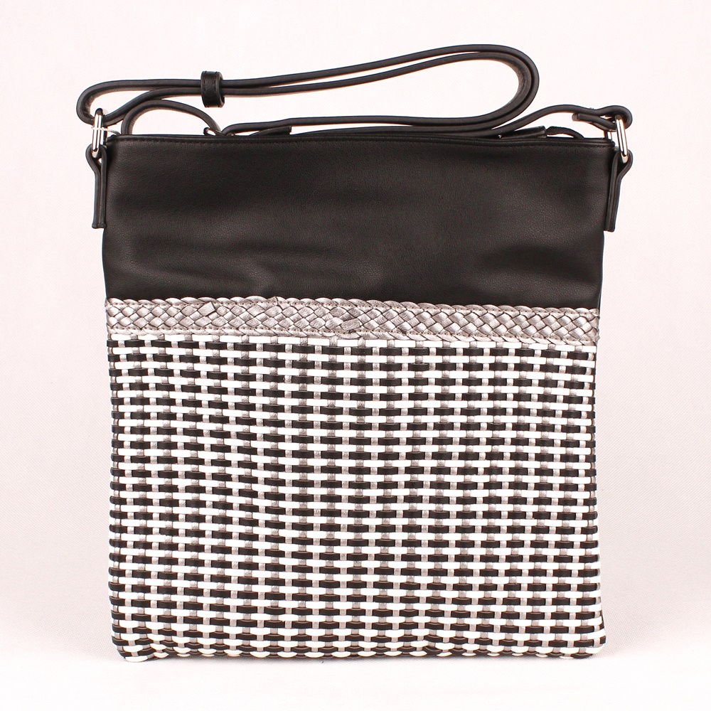 David Jones Paris Středně velká crossbody kabelka David Jones 6011-1 proplétaná černá