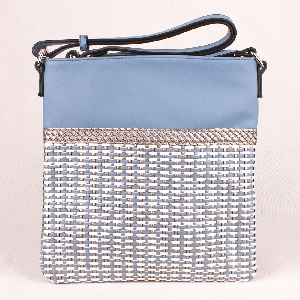 David Jones Paris Středně velká crossbody kabelka David Jones 6011-1 proplétaná modrá