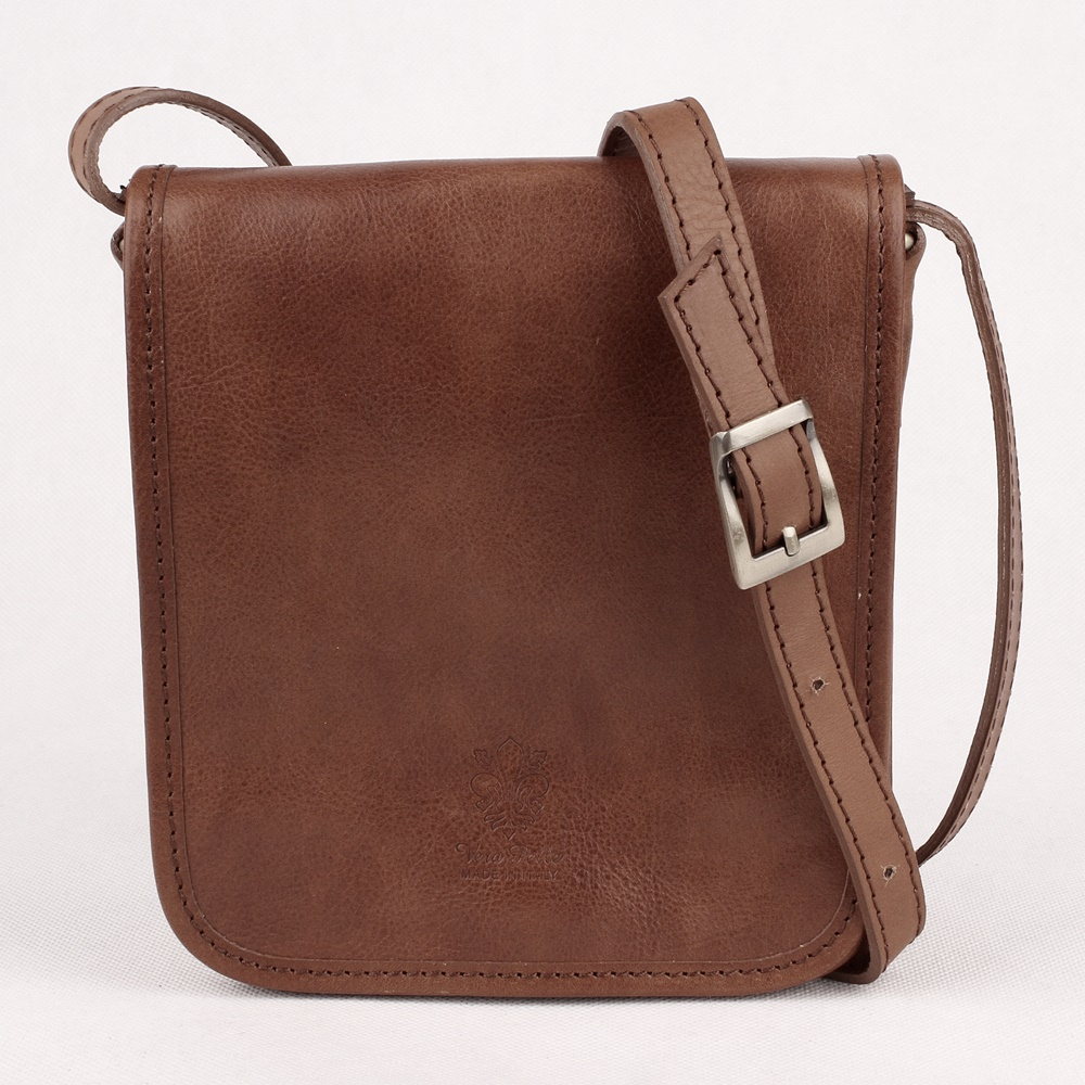 Malá pánská crossbody taška Vera Pelle no. 8328 tmavěhnědá