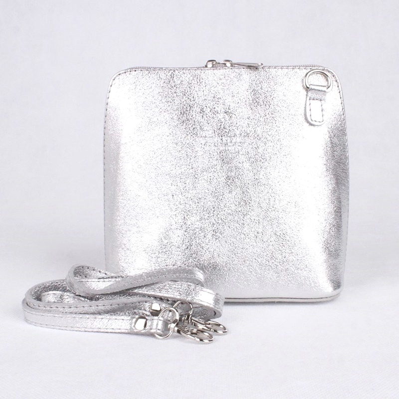 Vera Pelle Kožená crossbody kabelka no. 55 stříbrná