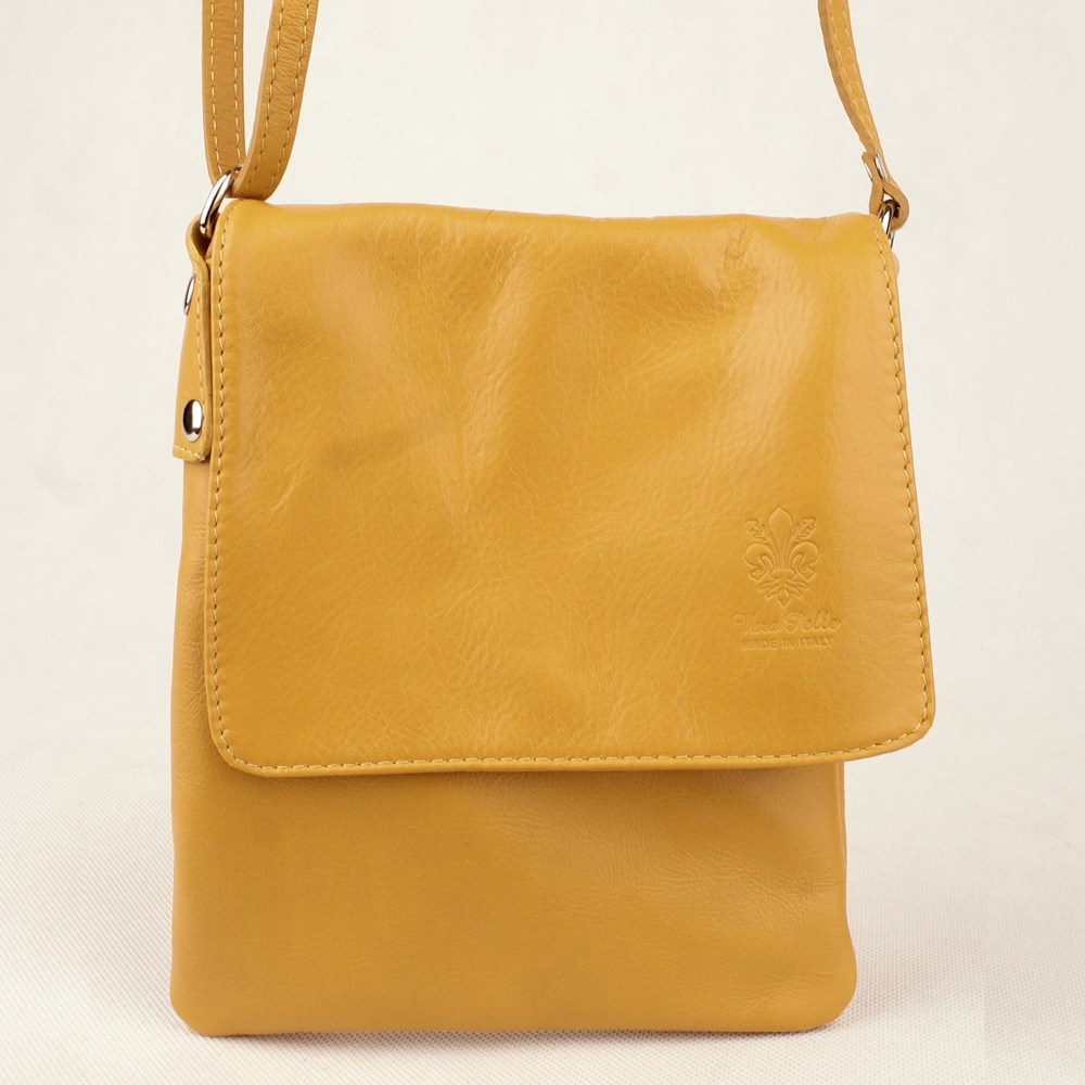 Vera Pelle Kožená crossbody kabelka no. 8866 tmavěžlutá