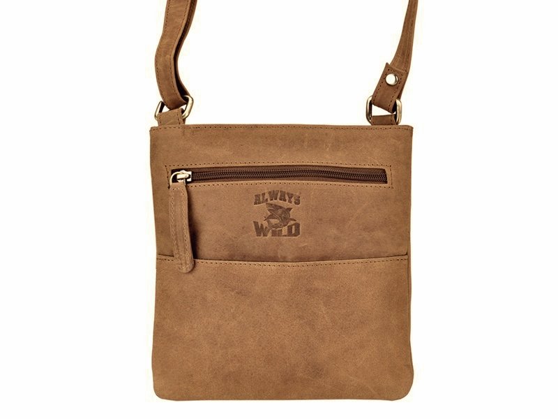 Dvousekční kožená crossbody taška Always Wild se žralokem 108 CBH hnědá