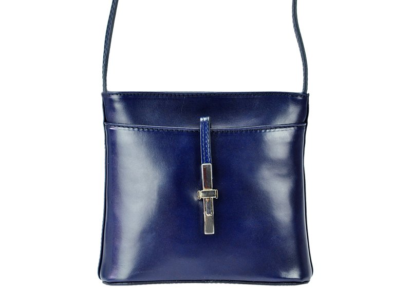 Vera Pelle Malá kožená crossbody kabelka no. 44 tmavěmodrá