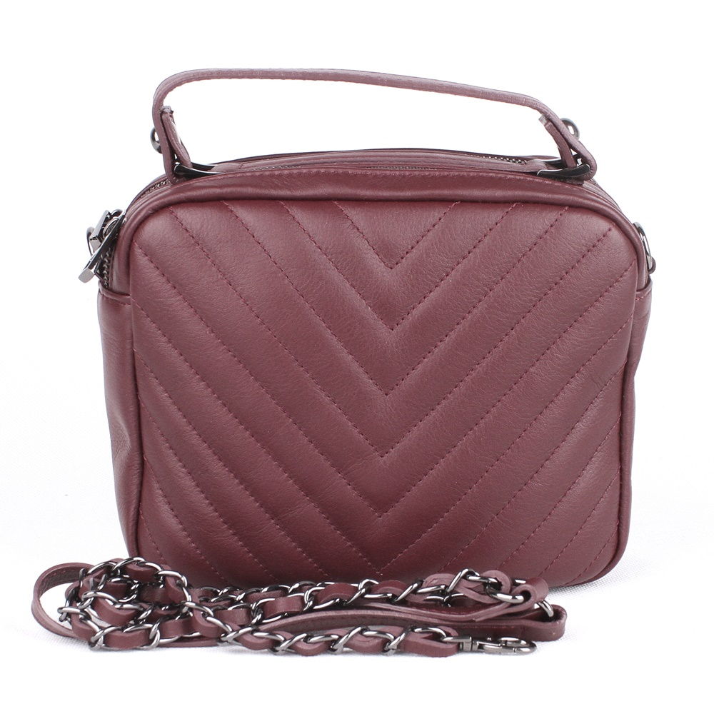 Dámská malá kožená kabelka do ruky/na rameno/crossbody Vera Pelle 302 vínová | KabelkyproVas.cz