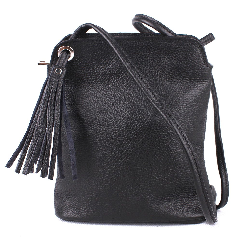 Malá kožená crossbody kabelka no. 8822 černá