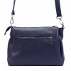 Tříoddílová malá/střední tmavěmodrá kožená crossbody kabelka Mia More no. 002