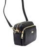 Dvouoddílová malá černá kožená crossbody kabelka Mia More no. 062