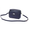 Dvouoddílová malá tmavěmodrá kožená crossbody kabelka Mia More no. 062