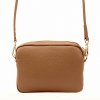 Dvouoddílová malá hnědá kožená crossbody kabelka Mia More no. 062