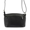 Malá tříoddílová černá kožená crossbody kabelka Mia More no. 013