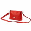 Tříoddílová malá/střední červená kožená crossbody kabelka Mia More no. 002