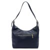 Středně velká kožená kabelka na rameno i crossbody Luka no. 006 tmavěmodrá
