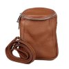 Dvouoddílová malá kožená crossbody kabelka Vera Pelle no. 72 hnědá