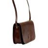 Pevná malá kožená crossbody kabelka Florence 43 tmavěhnědá