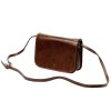 Pevná malá kožená crossbody kabelka Florence 43 tmavěhnědá