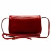 Pevná malá kožená crossbody kabelka Florence 05 tmavěčervená