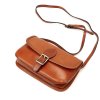 Pevná malá kožená crossbody kabelka Florence 05 hnědá