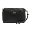 Tříoddílová malá černá kožená crossbody kabelka Mia More no. 42