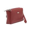Tříoddílová malá červená kožená crossbody kabelka Mia More no. 42
