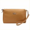 Tříoddílová malá hnědá kožená crossbody kabelka Mia More no. 42
