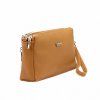 Tříoddílová malá hnědá kožená crossbody kabelka Mia More no. 42