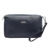 Tříoddílová malá tmavěmodrá kožená crossbody kabelka Mia More no. 42