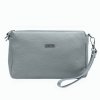 Tříoddílová malá šedá kožená crossbody kabelka Mia More no. 42