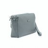 Tříoddílová malá šedá kožená crossbody kabelka Mia More no. 42