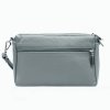 Tříoddílová malá šedá kožená crossbody kabelka Mia More no. 42