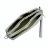 Tříoddílová malá šedá kožená crossbody kabelka Mia More no. 42