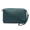 Tříoddílová malá tyrkysová kožená crossbody kabelka Mia More no. 42