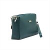Tříoddílová malá tyrkysová kožená crossbody kabelka Mia More no. 42
