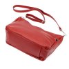 Tříoddílová střední červená kožená crossbody kabelka Luka no. 51