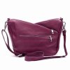 Tříoddílová střední vínová kožená crossbody kabelka Luka no. 51