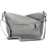 Tříoddílová střední šedá kožená crossbody kabelka Luka no. 51
