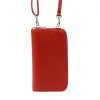 Malá kožená crossbody kabelka (pouzdro na mobil a peněženka) Gregorio 07 červená - gold