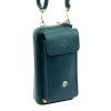 Malá kožená crossbody kabelka (pouzdro na mobil a peněženka) Gregorio 07 tyrkysová - gold