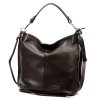 Velká kožená kabelka na rameno i crossbody MiaMore no. 053 tmavěhnědá