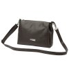 Tříoddílová malá/střední tmavěhnědá kožená crossbody kabelka Mia More no. 002