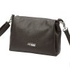 Tříoddílová malá/střední tmavěhnědá kožená crossbody kabelka Mia More no. 002